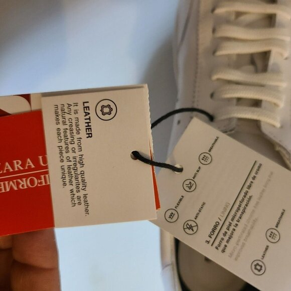 Zara Shoes Uniform Sneakers White Leather Womens   Comfort Nurse play summe - Picture 4 of 5